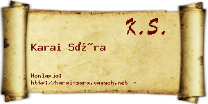 Karai Sára névjegykártya