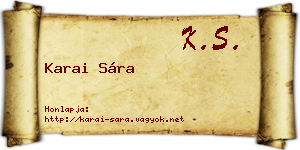 Karai Sára névjegykártya